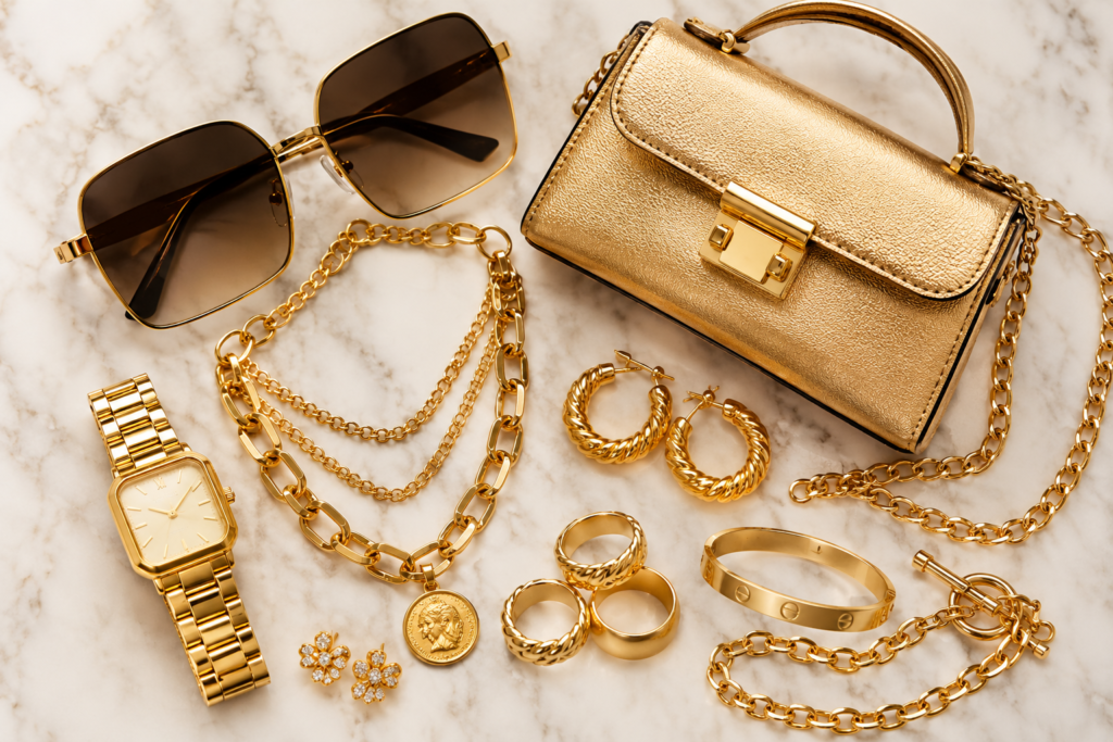 golden glam trendy accessories  2026