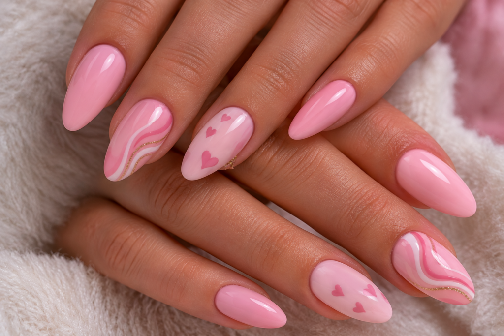 Baby Pink Nails and Nail Design Abstract