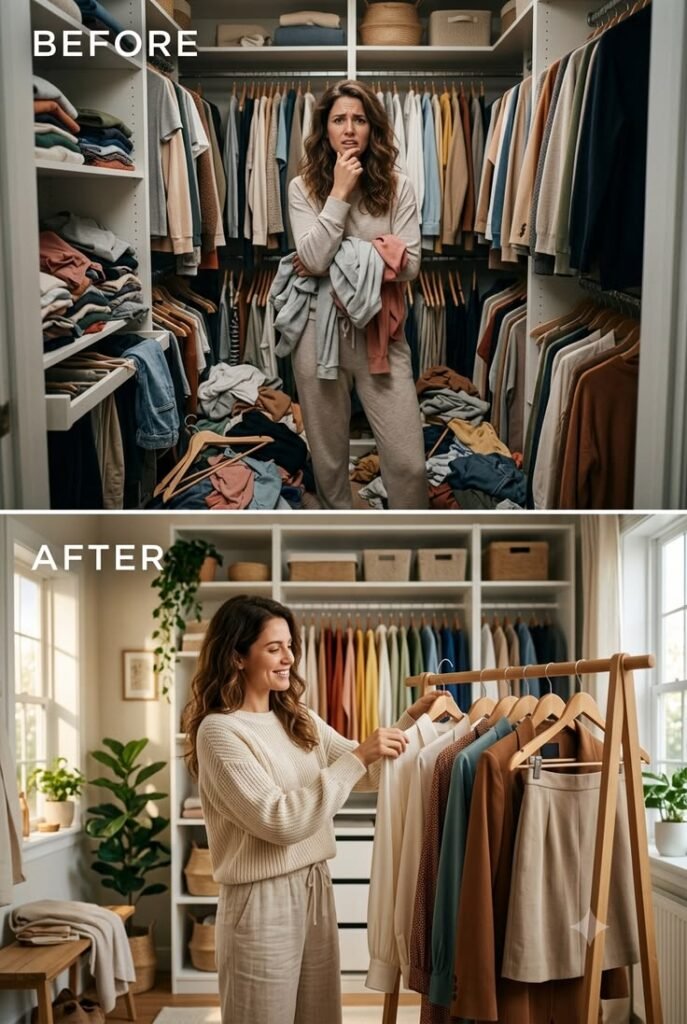 before and after wardrobe renovation 