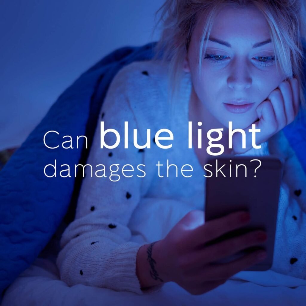 blue light damages the skin as suns UV rays