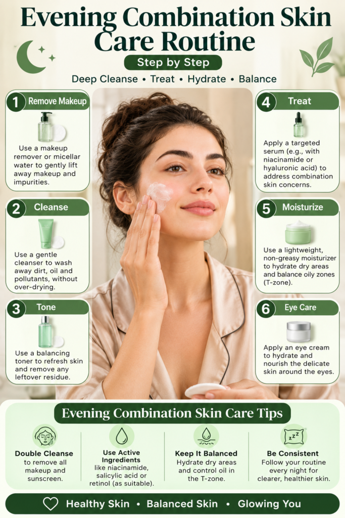 evening routine for combination skin