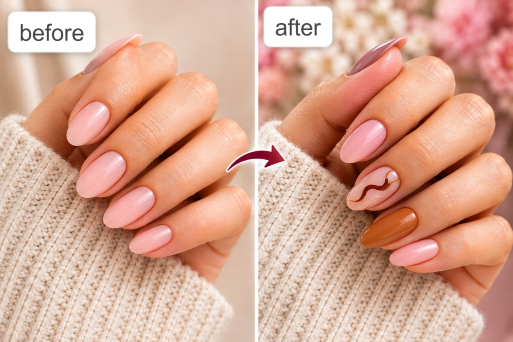 before and after transformation image of nails 