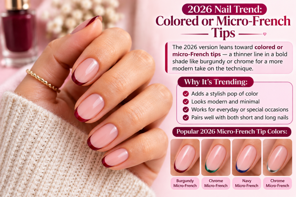 trendy short gel nail designs colored French tip"