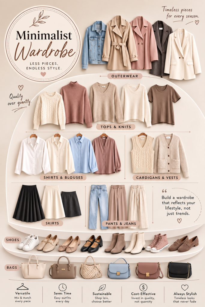 complete guide for capsule wardrobe , minimilist wardrobe for women 