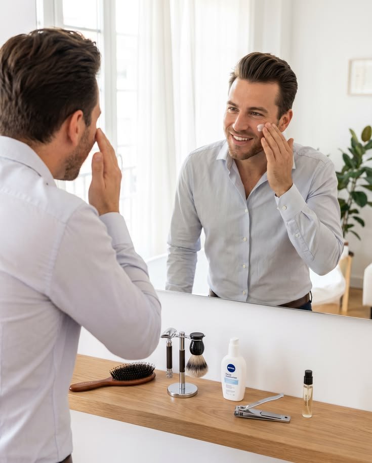 skincare routine for men morning moisturizer step]