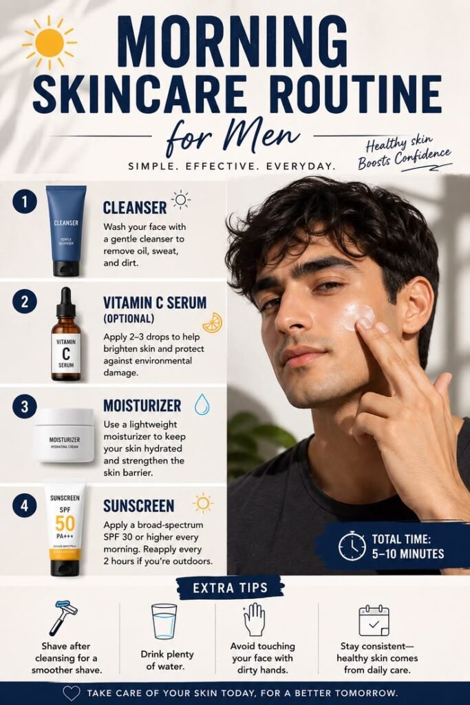 4 steps morning skin care routine for men