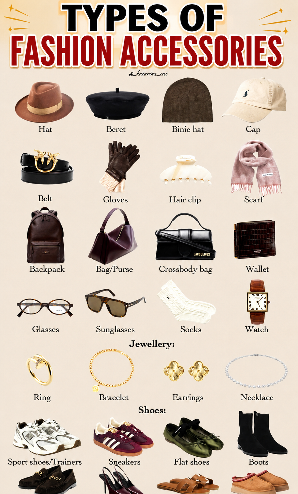 types of fashion accessories