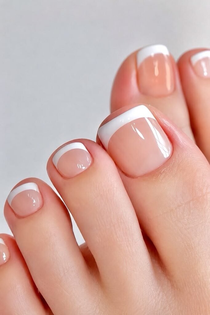 French Pedicure and French Nails on Toes