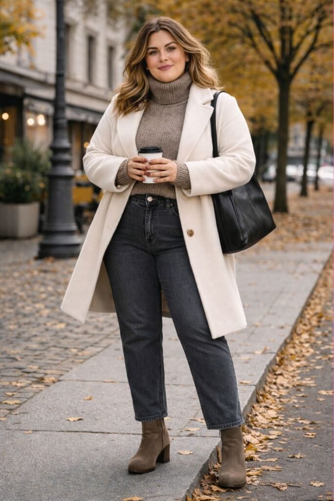 Plus-Size Oversized Sweater With Straight-Leg Jeans