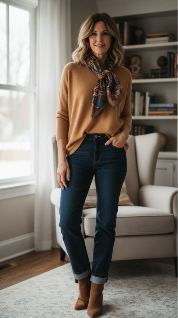 Sweater and Jeans Outfit for Ladies at 30