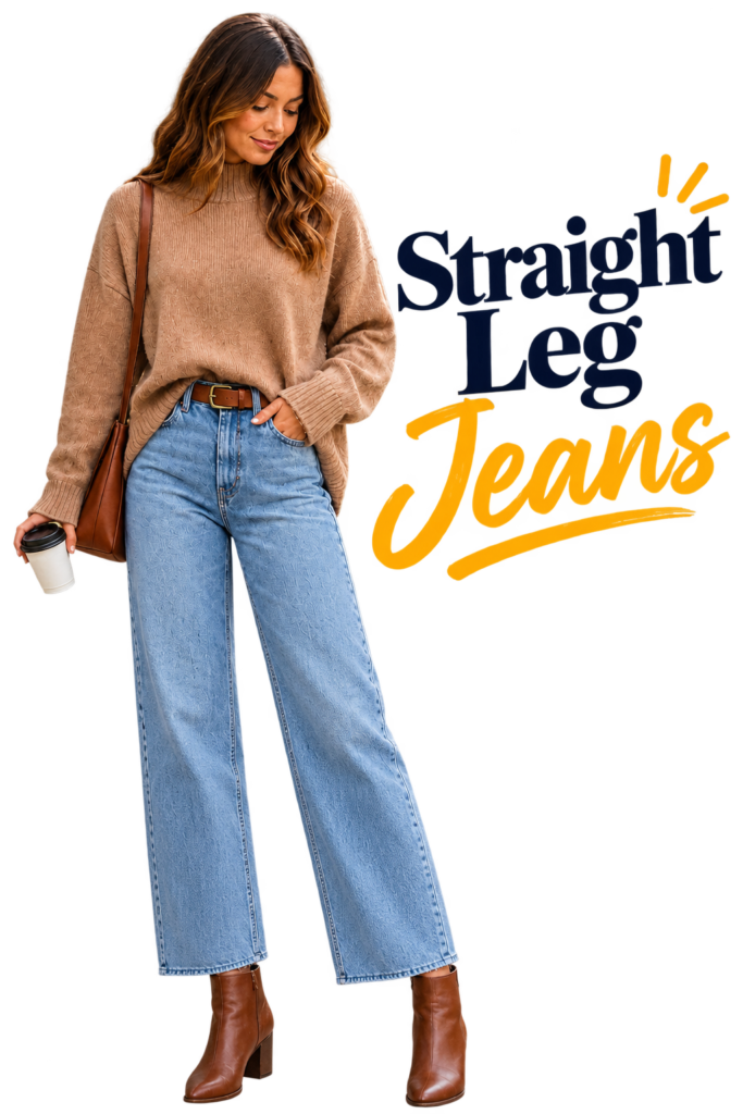 sweaters and jeans :straight leg jeans
